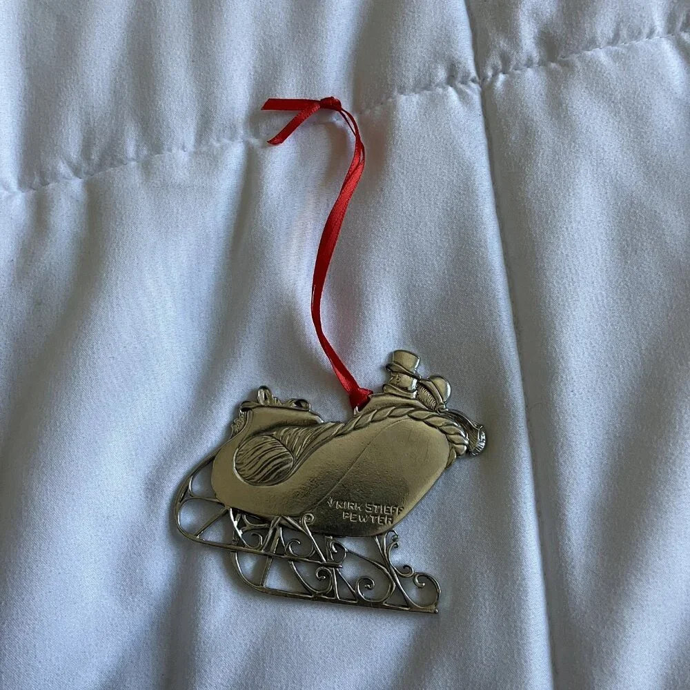 Vintage Kirk Stieff 1992 First Christmas Together‎ Ornament Pewter Sleigh Silver